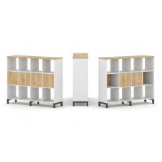 Style Project Набор стеллажа 1 сторон., 3 яр. SN.NS-341 Белый/Тиквуд Светлый/Металл Антрацит 1488*40