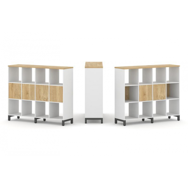 Style Project Набор стеллажа 1 сторон., 3 яр. SN.NS-341 Белый/Тиквуд Светлый/Металл Антрацит 1488*40