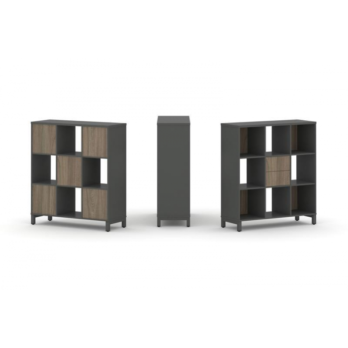 Стайл Проджект Набор стеллажа 1 сторон., 3 яр. SN.NS-331 Антрацит/Вяз Благородный/Металл Антрацит 11
