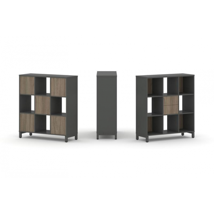 Style Project Набор стеллажа 1 сторон., 3 яр. SN.NS-331 Антрацит/Вяз Благородный/Металл Антрацит 112