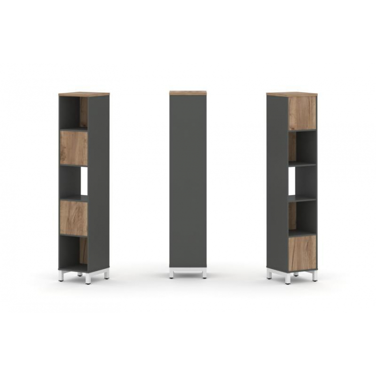 Style Project Набор стеллажа 2-х сторон., 5 яр. SN.NSD-511 Антрацит/Дуб Табак/Металл Белый 387*400*1