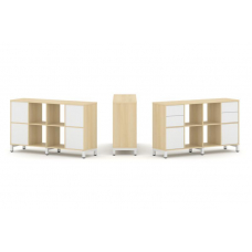 Style Project Набор стеллажа 1 сторон., 2 яр. SN.NS-241 Акация Лорка/Белый/Металл Белый 1488*400*881