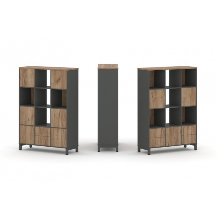 Style Project Набор стеллажа 2-х сторон., 4 яр. SN.NSD-431 Антрацит/Дуб Табак/Металл Антрацит 1121*4