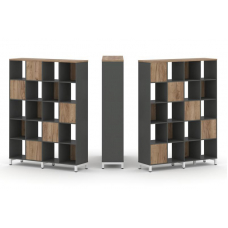 Style Project Набор стеллажа 2-х сторон., 5 яр. SN.NSD-541 Антрацит/Дуб Табак/Металл Белый 1488*400*