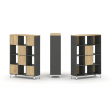 Style Project Набор стеллажа 1 сторон., 4 яр. SN.NS-431 Антрацит/Тиквуд Светлый/Металл Белый 1121*40