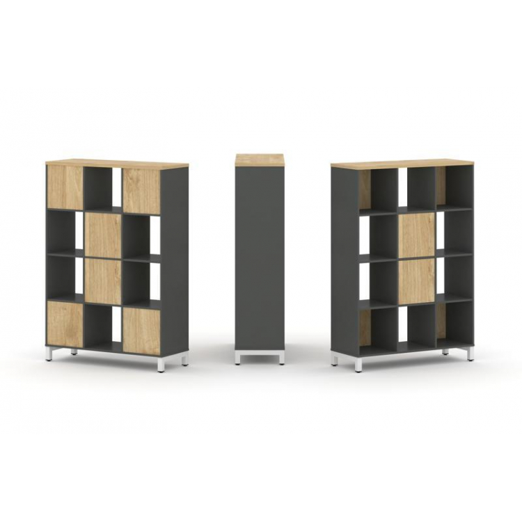 Style Project Набор стеллажа 1 сторон., 4 яр. SN.NS-431 Антрацит/Тиквуд Светлый/Металл Белый 1121*40