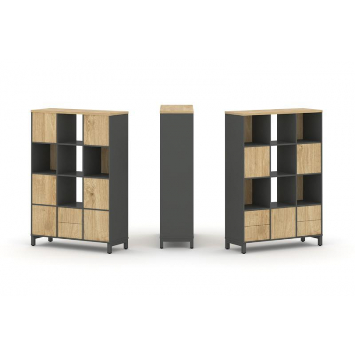 Стайл Проджект Набор стеллажа 2-х сторон., 4 яр. SN.NSD-431 Антрацит/Тиквуд Светлый/Металл Антрацит