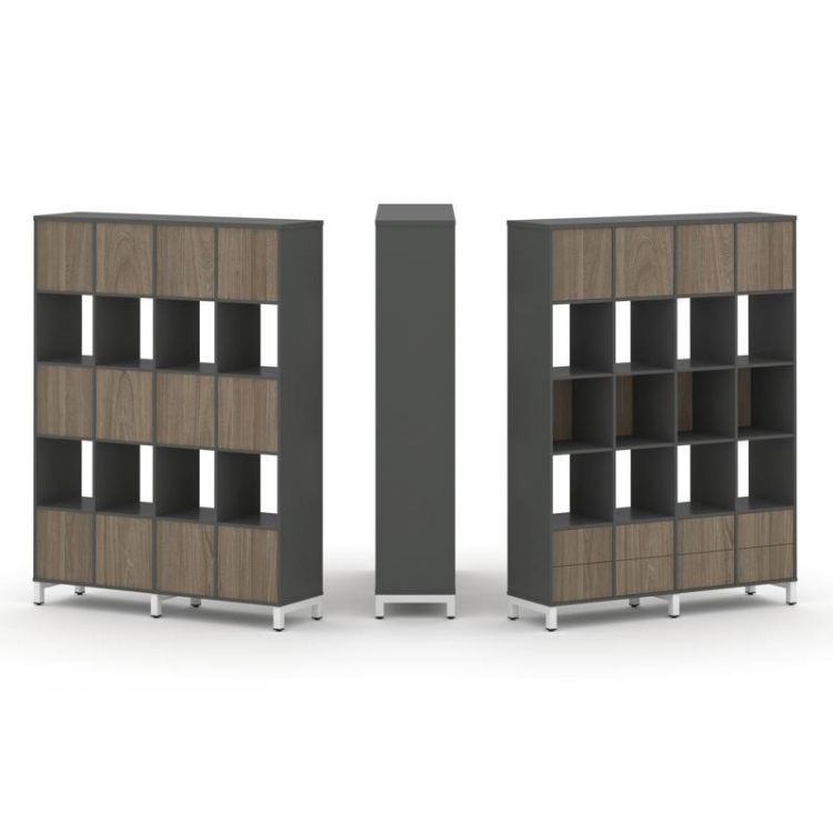 Style Project Набор стеллажа 1 сторон., 5 яр. SN.NS-541 Антрацит/Вяз Благородный/Металл Белый 1488*4