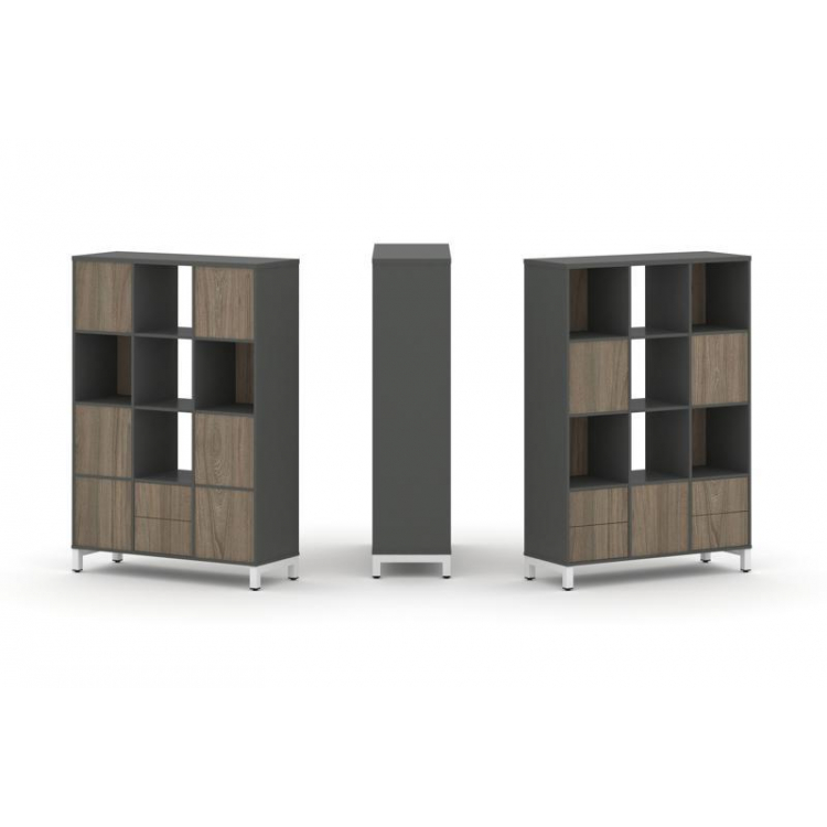 Style Project Набор стеллажа 2-х сторон., 4 яр. SN.NSD-431 Антрацит/Вяз Благородный/Металл Белый 112