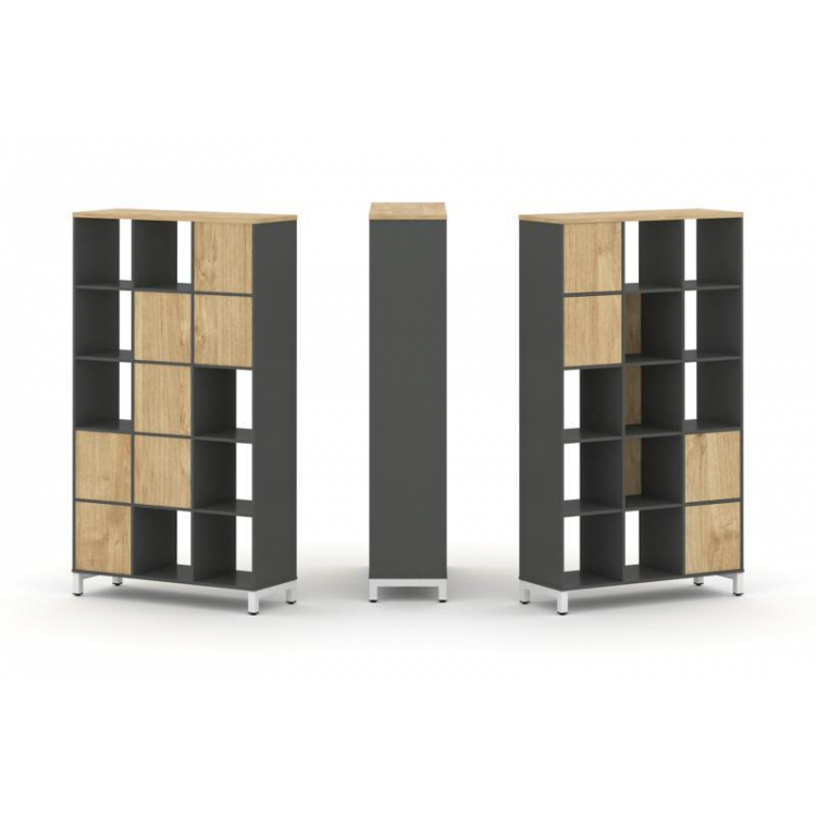 Style Project Набор стеллажа 1 сторон., 5 яр. SN.NS-531 Антрацит/Тиквуд Светлый/Металл Белый 1121*40