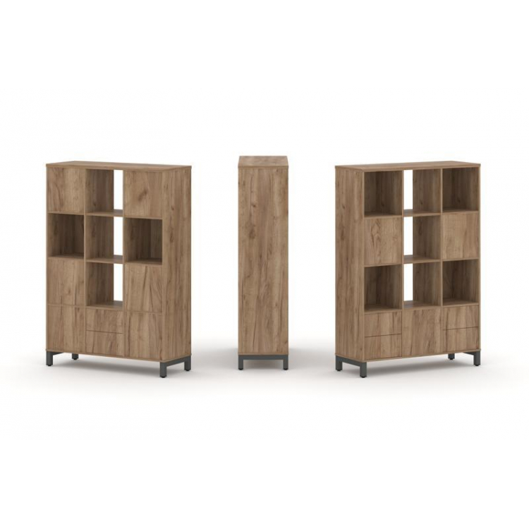 Style Project Набор стеллажа 2-х сторон., 4 яр. SN.NSD-431 Дуб Табак/Металл Антрацит 1121*400*1615