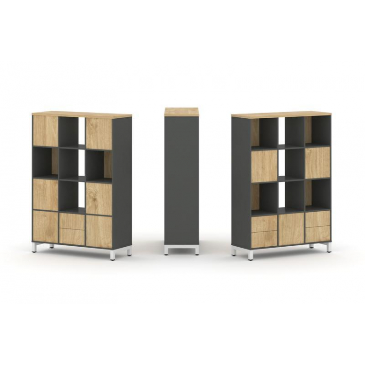 Style Project Набор стеллажа 2-х сторон., 4 яр. SN.NSD-431 Антрацит/Тиквуд Светлый/Металл Белый 1121