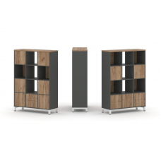 Style Project Набор стеллажа 2-х сторон., 4 яр. SN.NSD-431 Антрацит/Дуб Табак/Металл Белый 1121*400*