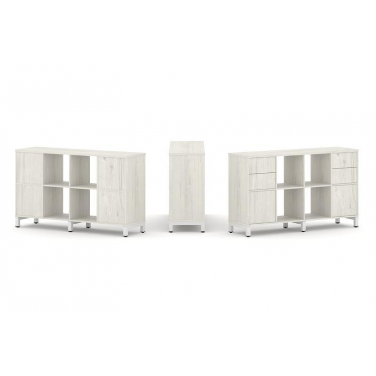 Style Project Набор стеллажа 1 сторон., 2 яр. SN.NS-241 Дуб Наварра/Металл Белый 1488*400*881