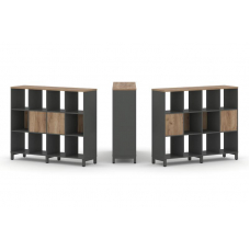 Style Project Набор стеллажа 2-х сторон., 3 яр. SN.NSD-341 Антрацит/Дуб Табак/Металл Антрацит 1488*4