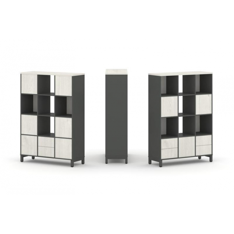 Style Project Набор стеллажа 2-х сторон., 4 яр. SN.NSD-431 Антрацит/Дуб Наварра/Металл Антрацит 1121