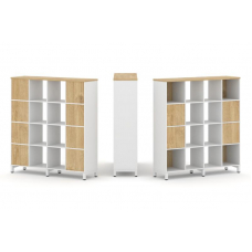 Style Project Набор стеллажа 1 сторон., 4 яр. SN.NS-441 Белый/Тиквуд Светлый/Металл Белый 1488*400*1