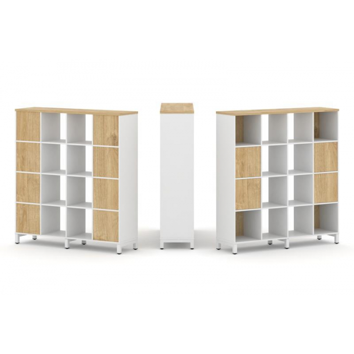 Style Project Набор стеллажа 1 сторон., 4 яр. SN.NS-441 Белый/Тиквуд Светлый/Металл Белый 1488*400*1