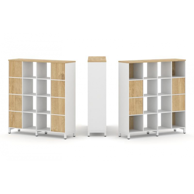 Style Project Набор стеллажа 1 сторон., 4 яр. SN.NS-441 Белый/Тиквуд Светлый/Металл Белый 1488*400*1