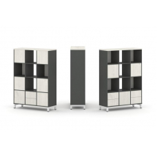 Style Project Набор стеллажа 2-х сторон., 4 яр. SN.NSD-431 Антрацит/Дуб Наварра/Металл Белый 1121*40