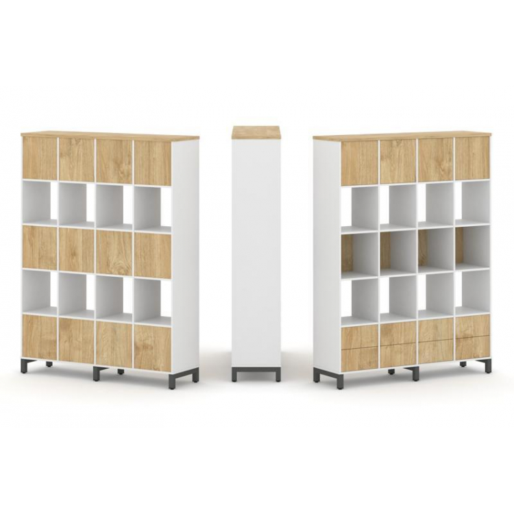 Style Project Набор стеллажа 1 сторон., 5 яр. SN.NS-541 Белый/Тиквуд Светлый/Металл Антрацит 1488*40