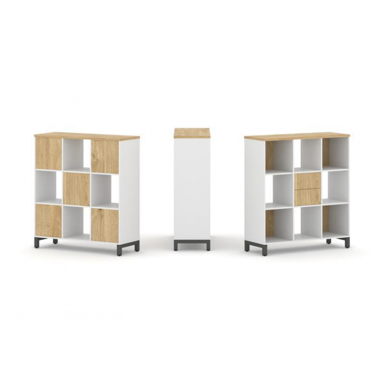 Style Project Набор стеллажа 1 сторон., 3 яр. SN.NS-331 Белый/Тиквуд Светлый/Металл Антрацит 1121*40