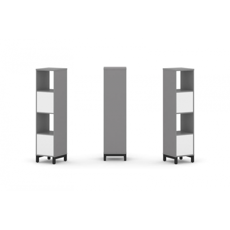 Стайл Проджект Набор стеллажа одностороннего, 4 яруса SN.NS-411 Серый Пепел/Белый/Металл Черный 387*