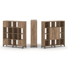 Style Project Набор стеллажа 2-х сторон., 4 яр. SN.NSD-441 Дуб Табак/Металл Антрацит 1488*400*1615