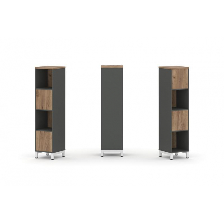 Style Project Набор стеллажа 2-х сторон., 4 яр. SN.NSD-411 Антрацит/Дуб Табак/Металл Белый 387*400*1