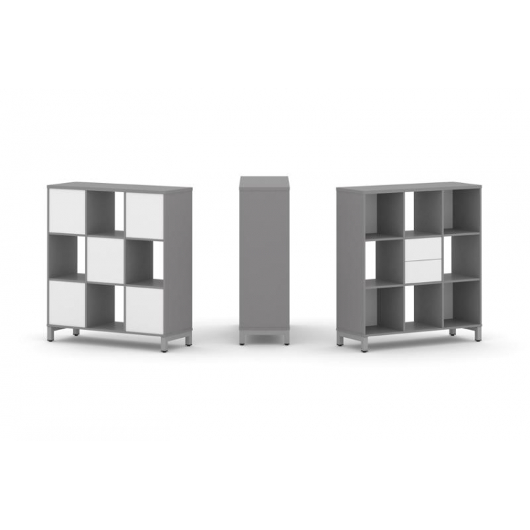 Стайл Проджект Набор стеллажа одностороннего, 3 яруса SN.NS-331 Серый Пепел/Белый/Металл Серый 1121*