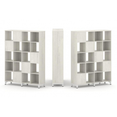 Style Project Набор стеллажа 2-х сторон., 5 яр. SN.NSD-541 Дуб Наварра/Металл Белый 1488*400*1982