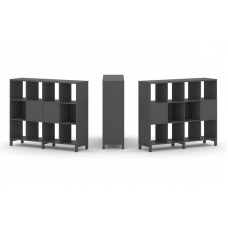 Style Project Набор стеллажа 2-х сторон., 3 яр. SN.NSD-341 Антрацит/Металл Антрацит 1488*400*1248