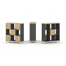 Style Project Набор стеллажа 1 сторон., 3 яр. SN.NS-331 Антрацит/Тиквуд Светлый/Металл Белый 1121*40