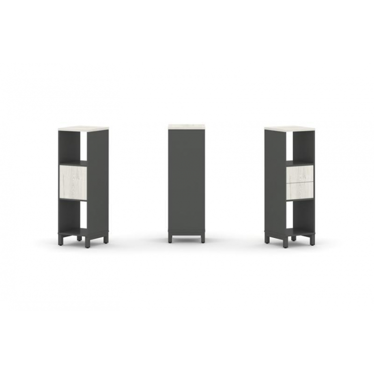 Style Project Набор стеллажа 1 сторон., 3 яр. SN.NS-311 Антрацит/Дуб Наварра/Металл Антрацит 387*400