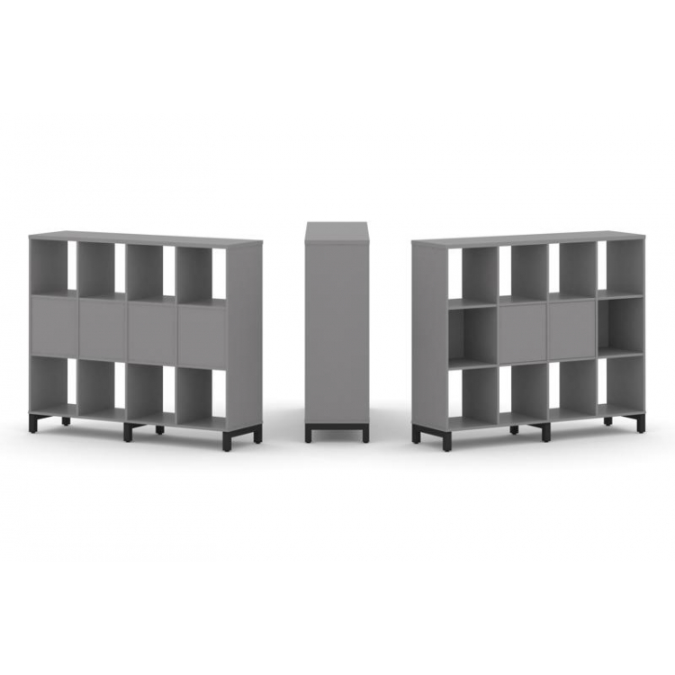 Стайл Проджект Набор стеллажа одностороннего, 3 яруса SN.NS-341 Серый Пепел/Металл Черный 1488*400*1