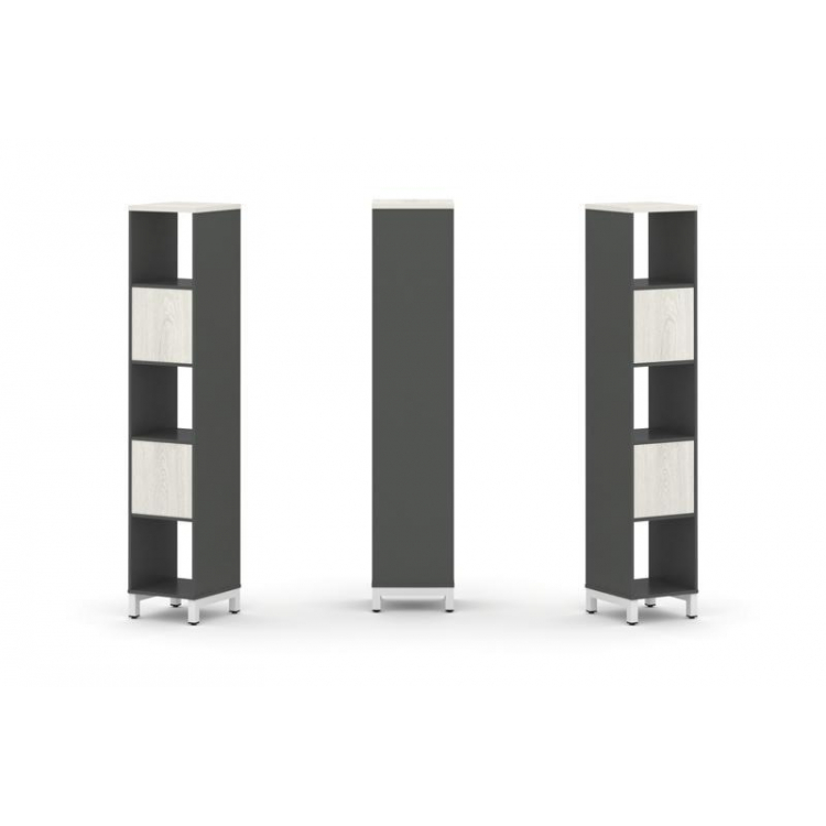 Style Project Набор стеллажа 1 сторон., 5 яр. SN.NS-511 Антрацит/Дуб Наварра/Металл Белый 387*400*19