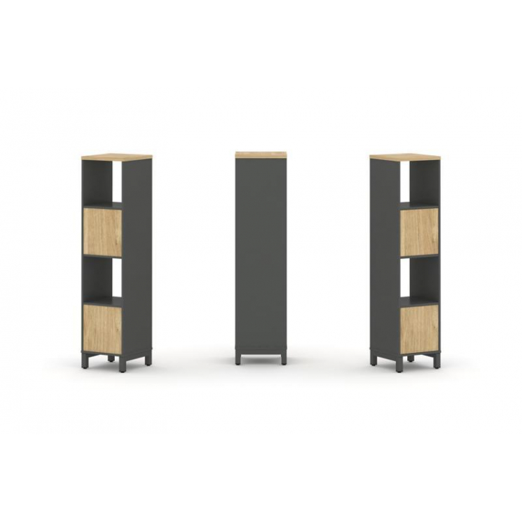 Style Project Набор стеллажа 1 сторон., 4 яр. SN.NS-411 Антрацит/Тиквуд Светлый/Металл Антрацит 387*