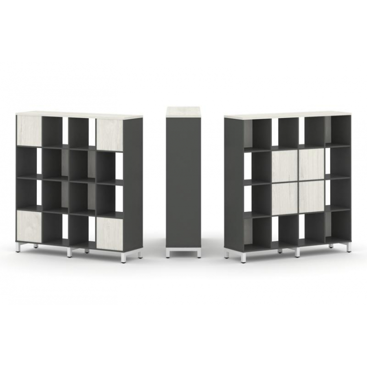 Style Project Набор стеллажа 2-х сторон., 4 яр. SN.NSD-441 Антрацит/Дуб Наварра/Металл Белый 1488*40