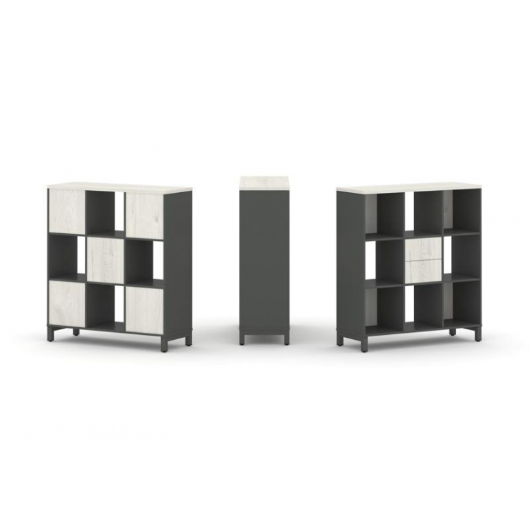 Style Project Набор стеллажа 1 сторон., 3 яр. SN.NS-331 Антрацит/Дуб Наварра/Металл Антрацит 1121*40