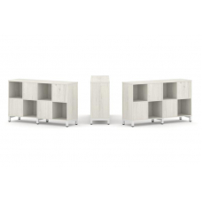 Style Project Набор стеллажа 2-х сторон., 2 яр. SN.NSD-241 Дуб Наварра/Металл Белый 1488*400*881