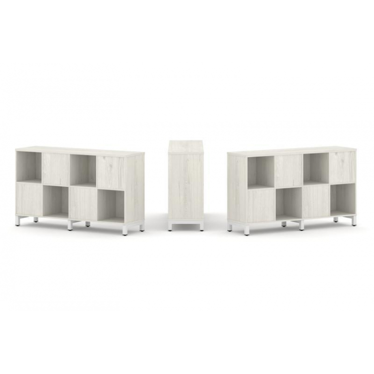 Style Project Набор стеллажа 2-х сторон., 2 яр. SN.NSD-241 Дуб Наварра/Металл Белый 1488*400*881