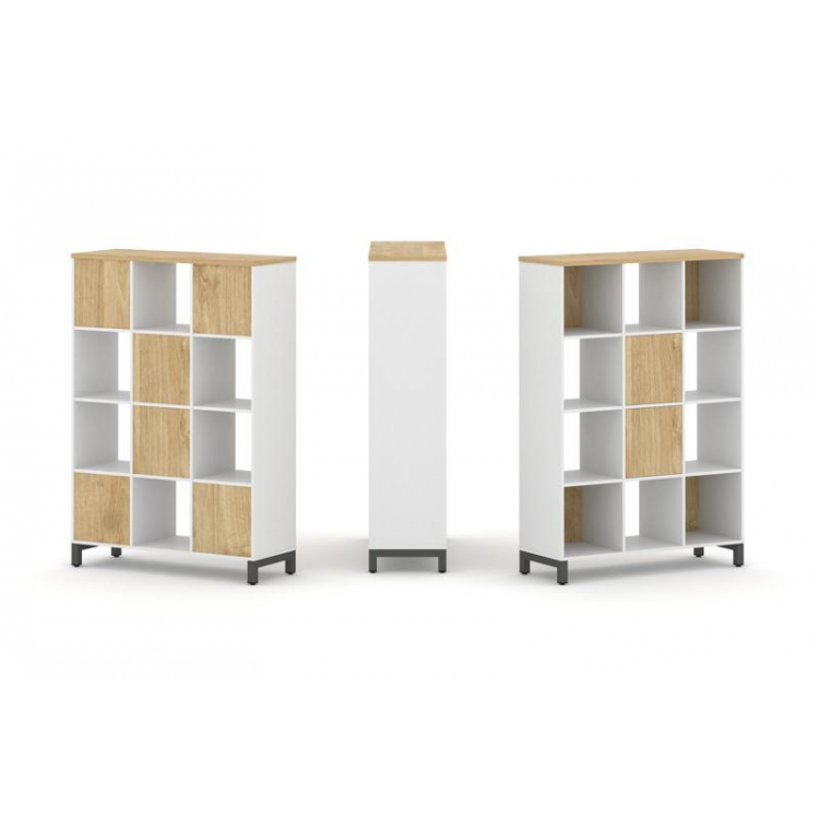 Style Project Набор стеллажа 1 сторон., 4 яр. SN.NS-431 Белый/Тиквуд Светлый/Металл Антрацит 1121*40