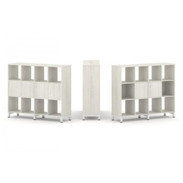 Style Project Набор стеллажа 1 сторон., 3 яр. SN.NS-341 Дуб Наварра/Металл Белый 1488*400*1248