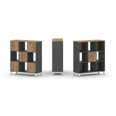 Style Project Набор стеллажа 1 сторон., 3 яр. SN.NS-331 Антрацит/Дуб Табак/Металл Белый 1121*400*124