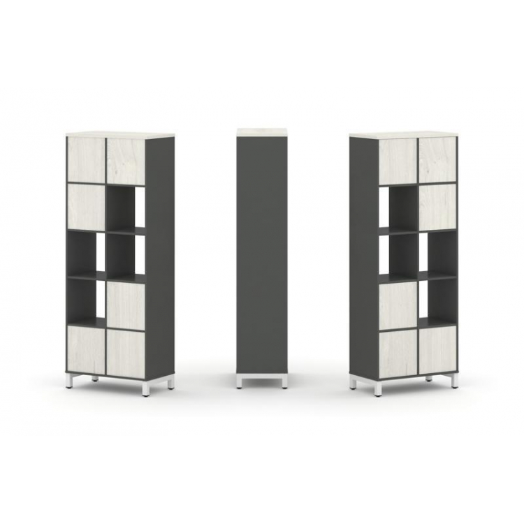 Style Project Набор стеллажа 1 сторон., 5 яр. SN.NS-521 Антрацит/Дуб Наварра/Металл Белый 754*400*19