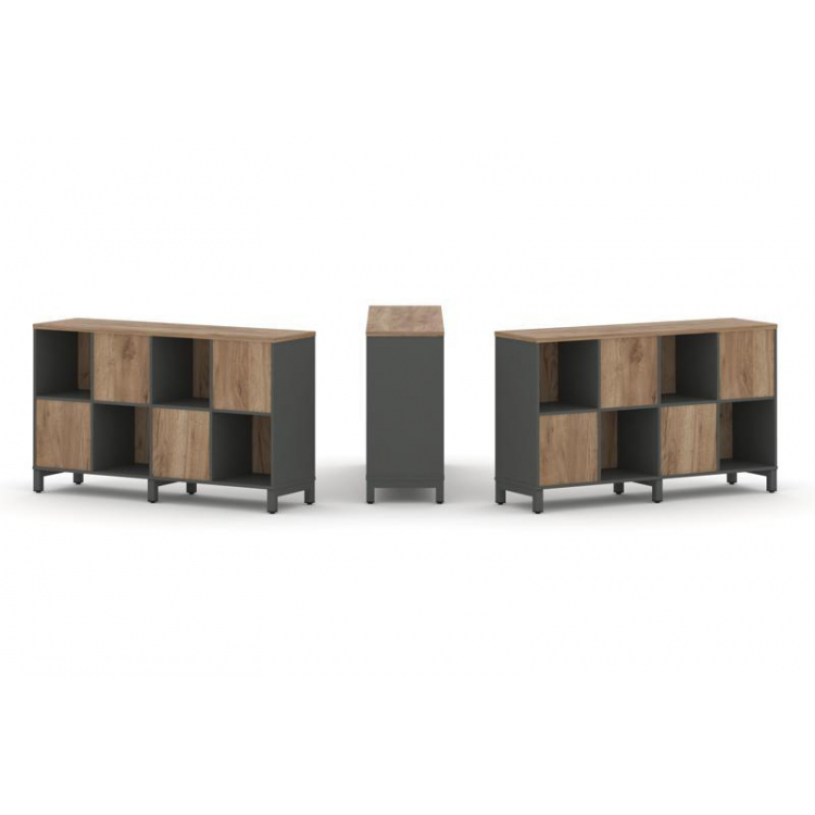 Style Project Набор стеллажа 2-х сторон., 2 яр. SN.NSD-241 Антрацит/Дуб Табак/Металл Антрацит 1488*4