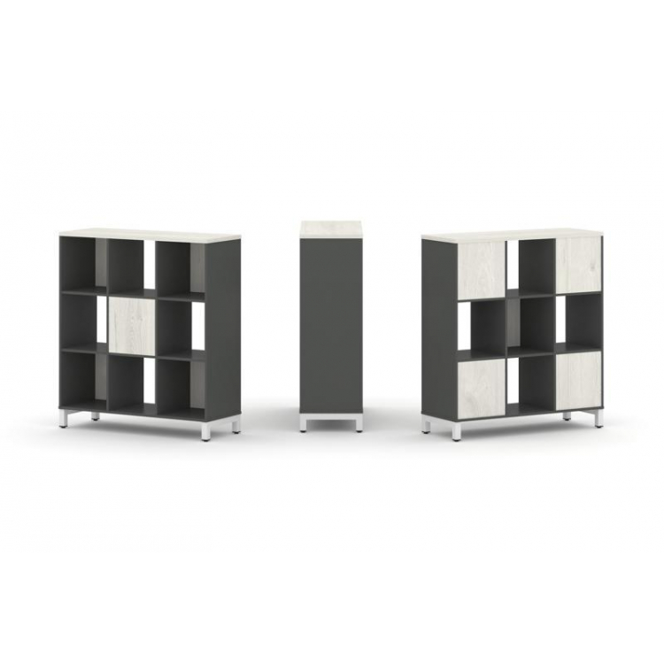 Style Project Набор стеллажа 2-х сторон., 3 яр. SN.NSD-331 Антрацит/Дуб Наварра/Металл Белый 1121*40