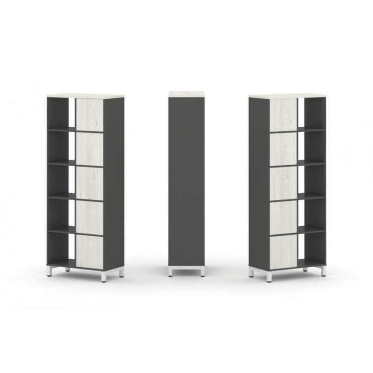 Style Project Набор стеллажа 2-х сторон., 5 яр. SN.NSD-521 Антрацит/Дуб Наварра/Металл Белый 754*400