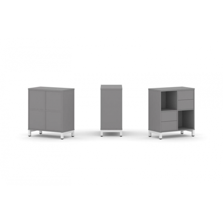 Стайл Проджект Набор стеллажа одностороннего, 2 яруса SN.NS-221 Серый Пепел/Металл Белый 754*400*881