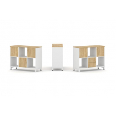 Style Project Набор стеллажа 1 сторон., 2 яр. SN.NS-231 Белый/Тиквуд Светлый/Металл Белый 1121*400*8